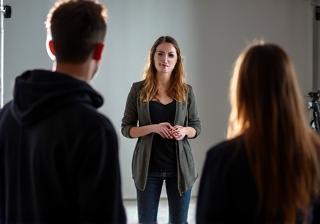 Talent agent facilitating casting session